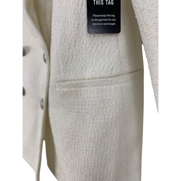 Express White Metallic Textured Blazer Crest Silver Buttons NWT S RV10316 NWT - Picture 7 of 10